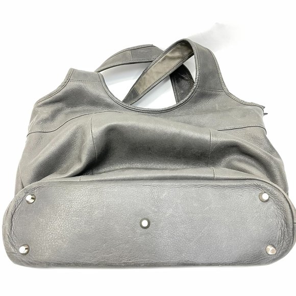 Piel Colombian Leather Shoulder Bag Gray Zippered Medium Laptop Tote - Picture 3 of 11